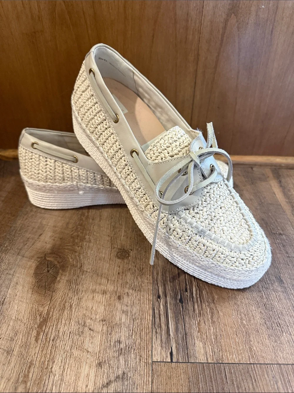 Dolce Vita Cream Woven Lace-Up Loafer